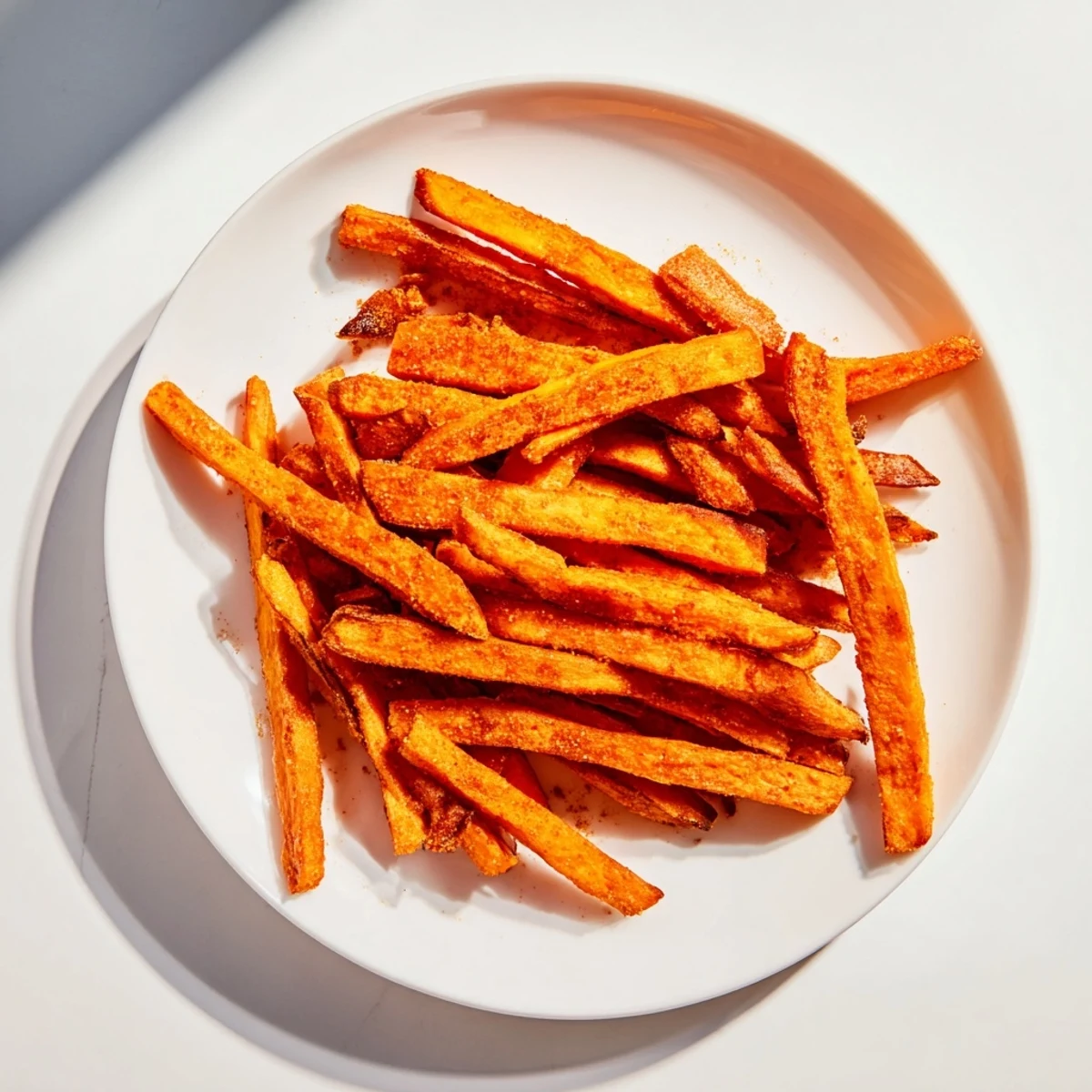 Perfectly golden Crispy Air Fryer Sweet Potato Fries, seasoned with smoked paprika and garlic powder.