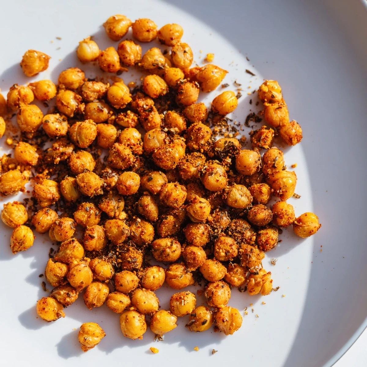 Freshly baked Cajun Spiced Roasted Chickpeas cooling on a wire rack with smoky spices visible.