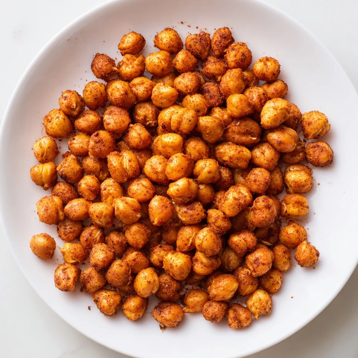 These Cajun Spiced Roasted Chickpeas Snack glisten with olive oil, served alongside fresh vegetables for a healthy appetizer.