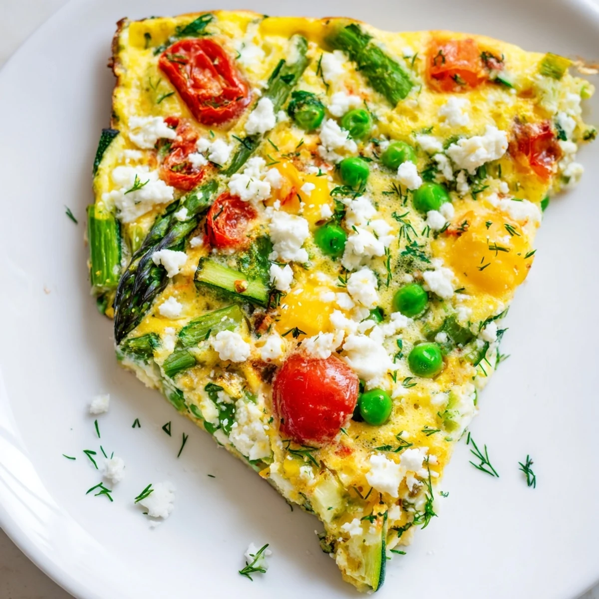Skillet of Spring Vegetable Frittata with Herbs, featuring asparagus and zucchini, still warm and ready for a healthy dinner.