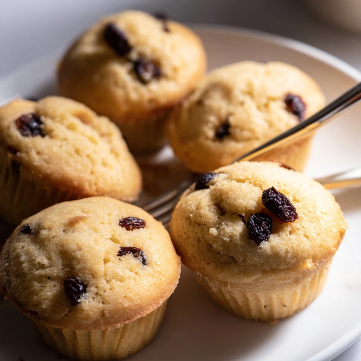 Plate of Mini Irish Soda Bread Muffins served with butter and jam, perfect for a cozy breakfast or snack.