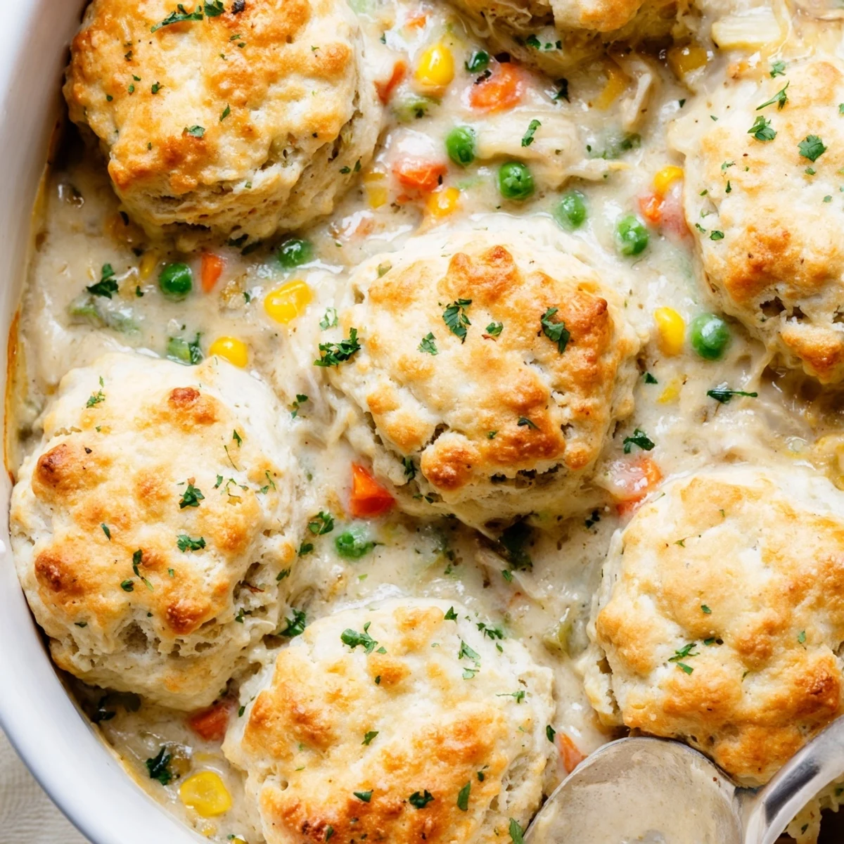 Freshly baked Red Lobster biscuit chicken pot pie on a warm plate, paired with a crisp green salad for dinner.