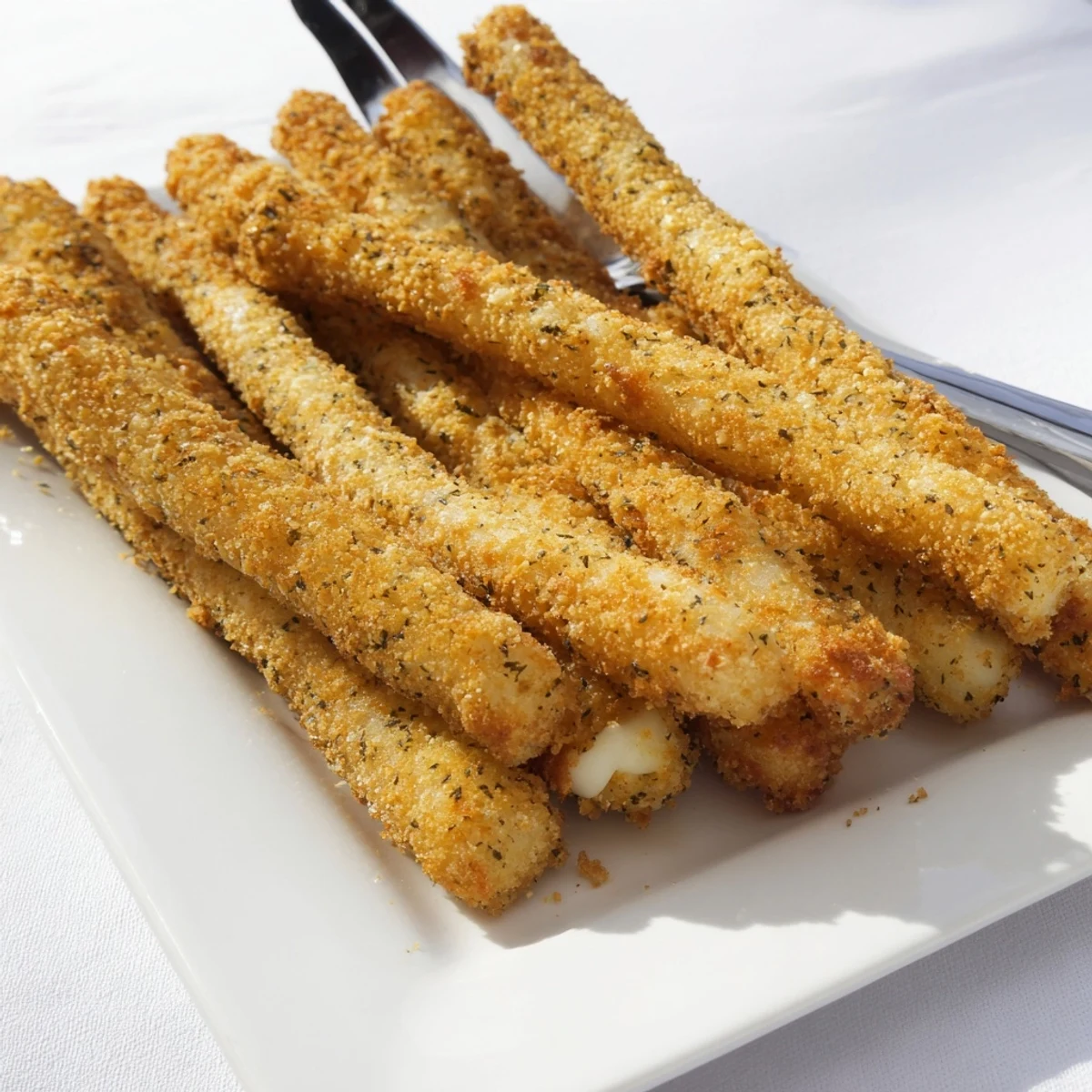 Plate of golden ham and cheese sticks ready for serving as a delicious party finger food or snack