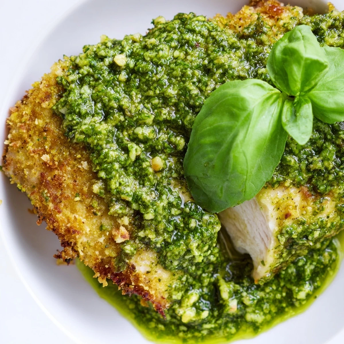 Juicy chicken smothered in zesty lemon basil pesto, baked to golden perfection