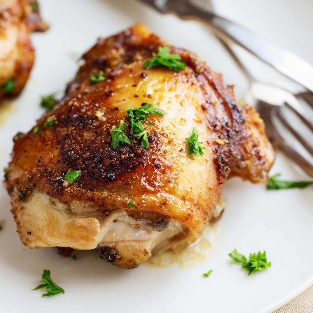 Juicy herb-crusted buttermilk chicken roasted to golden perfection served with bright lemon slices