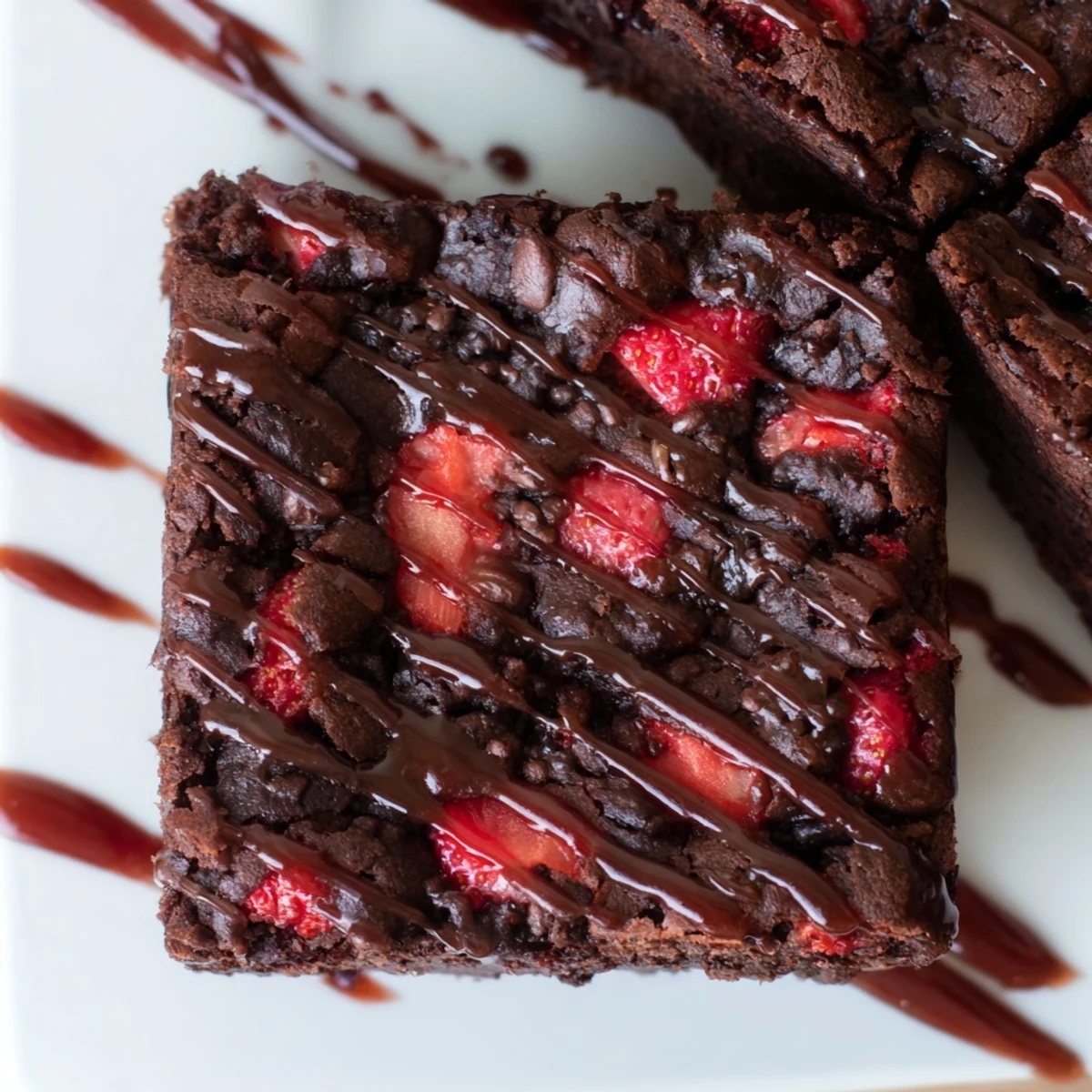 Fresh diced easy strawberry brownies cooling on a wire rack ready to slice