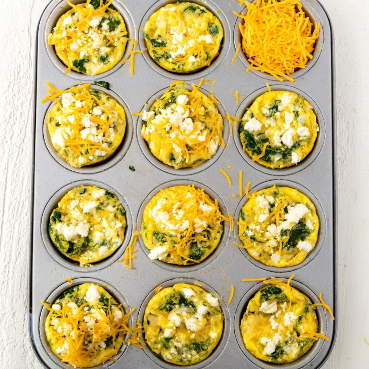 Savory egg muffins with spinach and feta, lightly golden and ready for breakfast