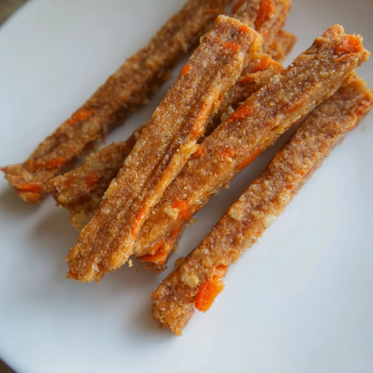 Crunchy baked apple carrot dog treats shaped into sticks perfect for rewarding pups