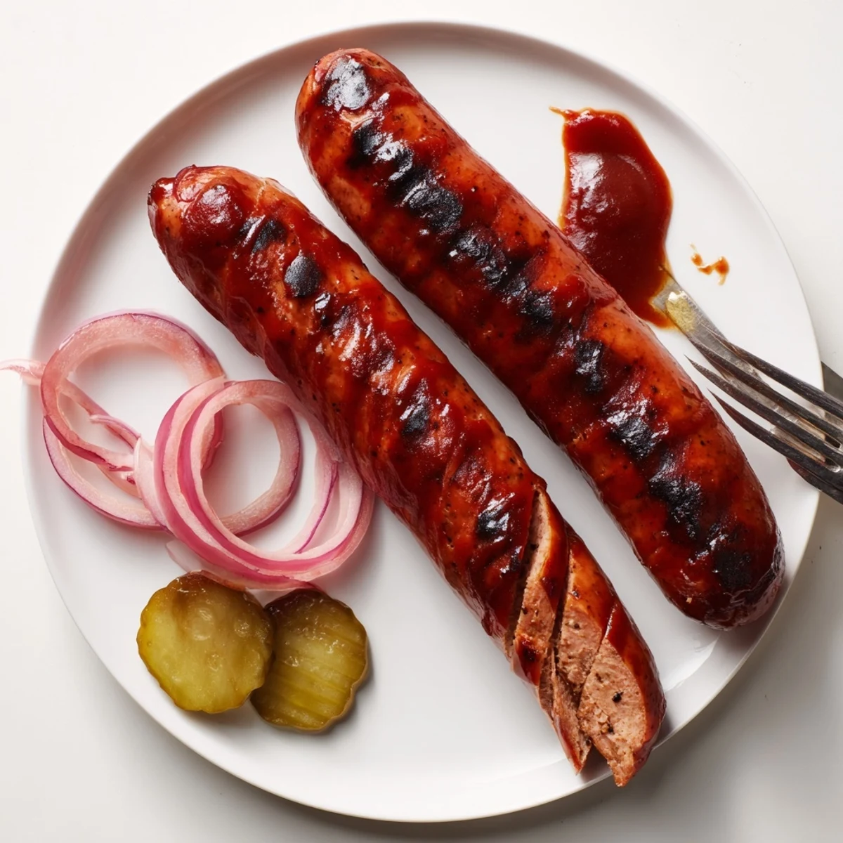 BBQ Sausage Recipe: grilled, caramelized links glistening with tangy barbecue glaze