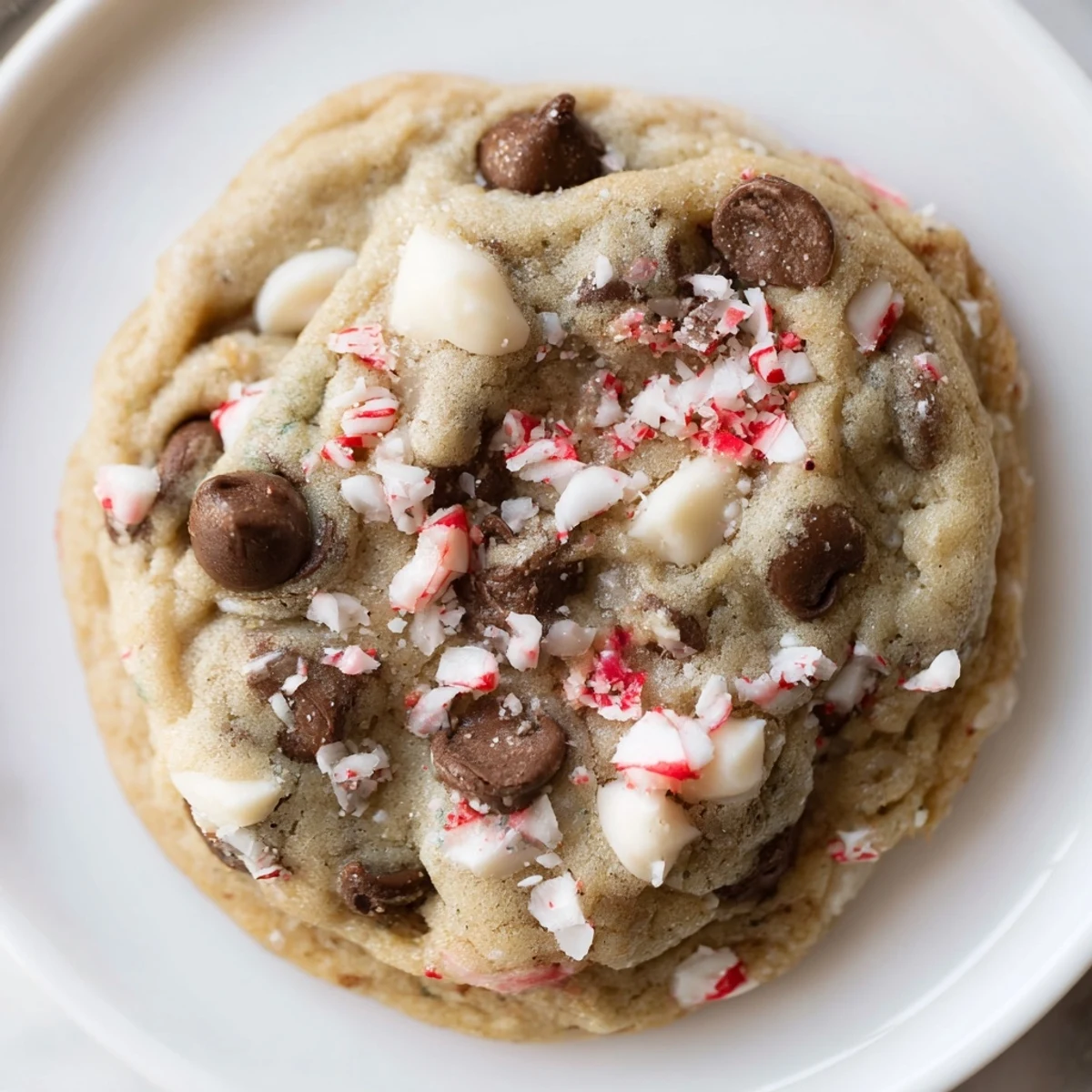 Stack of Peppermint Chocolate Chip Cookies, chewy centers, bright peppermint crunch