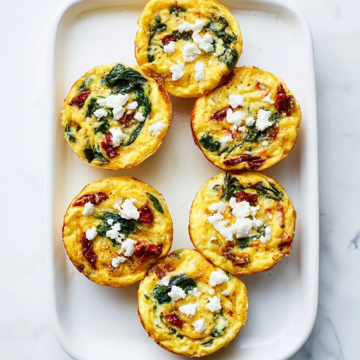 Golden spinach feta and sun dried tomato egg muffin cups fresh from the oven