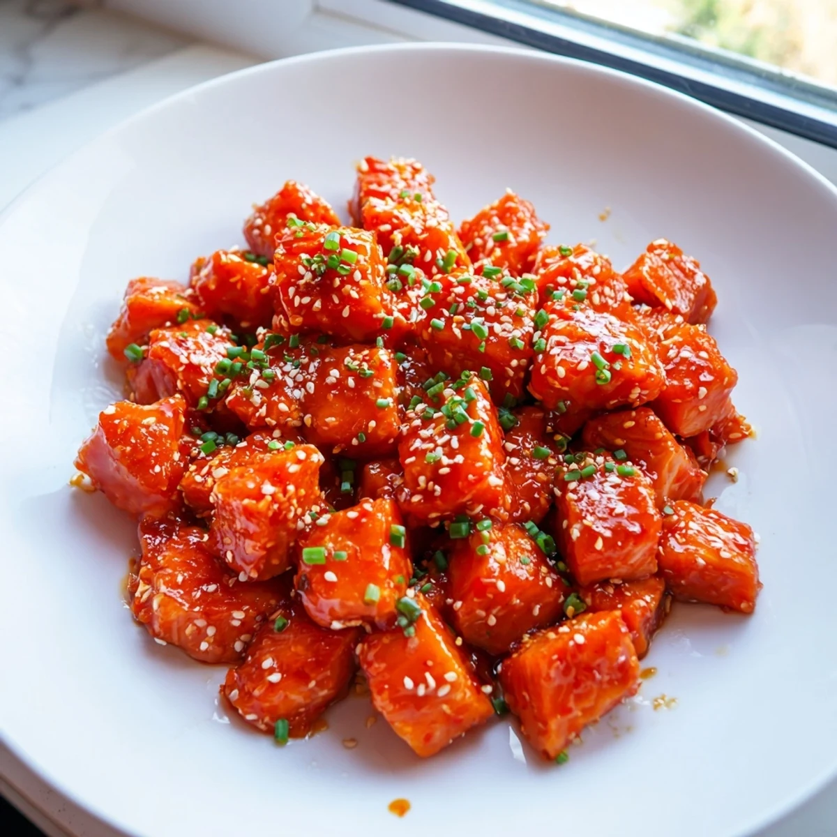 Hot Honey Salmon Bites
