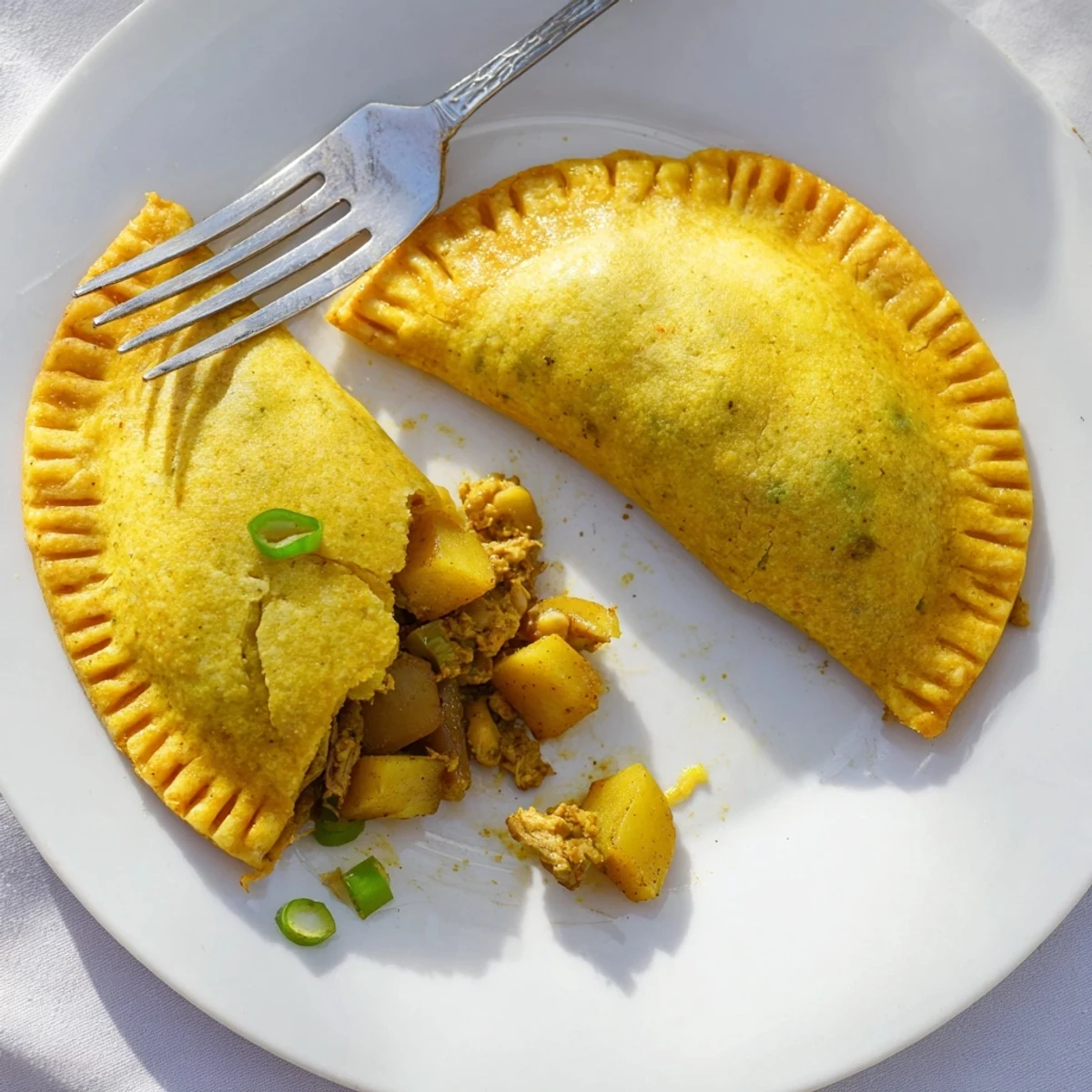 Steaming Jamaican Curry Chicken Patties arranged on a platter with mango chutney