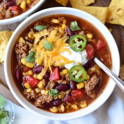 Crockpot Ground Beef Taco Soup