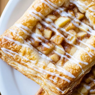 Warm Apple Cheese Danishes fresh from the oven with puffed golden buttery edges